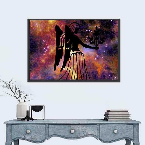 Zodiac Symbol Of Virgo Canvas Wall Art-1 Piece-Floating Frame-24" x 16"-Tiaracle