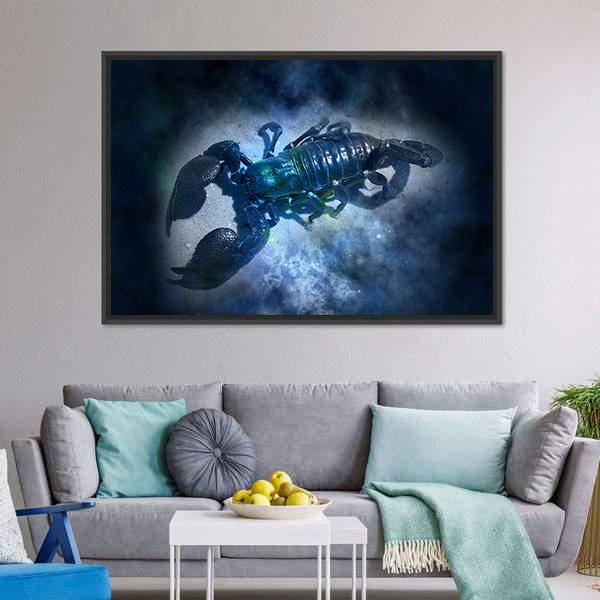 Zodiacal Sign Of Cancer Canvas Wall Art-1 Piece-Floating Frame-24" x 16"-Tiaracle