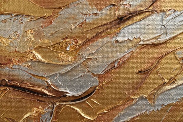 Abstract metallic tones canvas artwork in close up