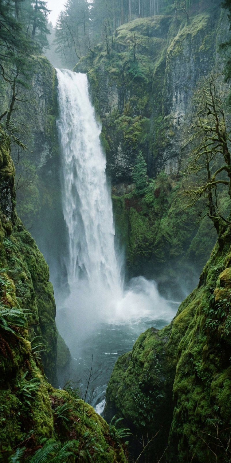 Tall waterfall artwork, the vertical shape