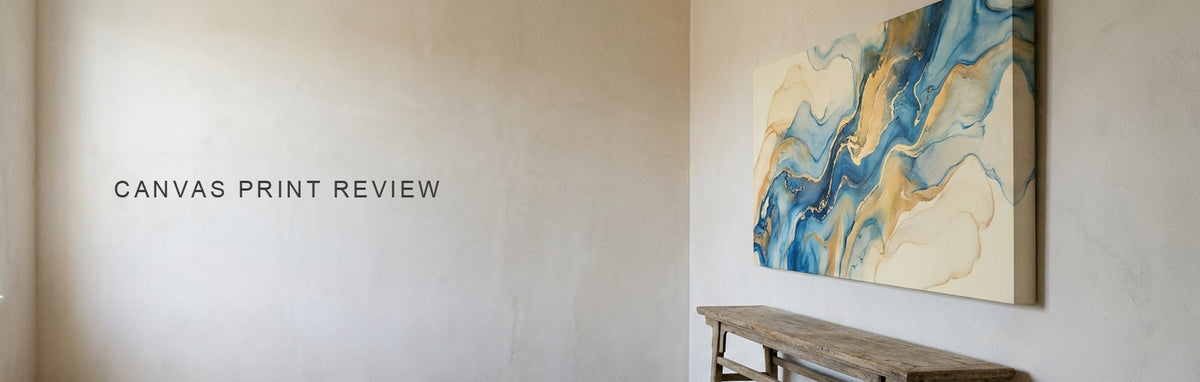Minted art prints review, a canvas print shown above a console table