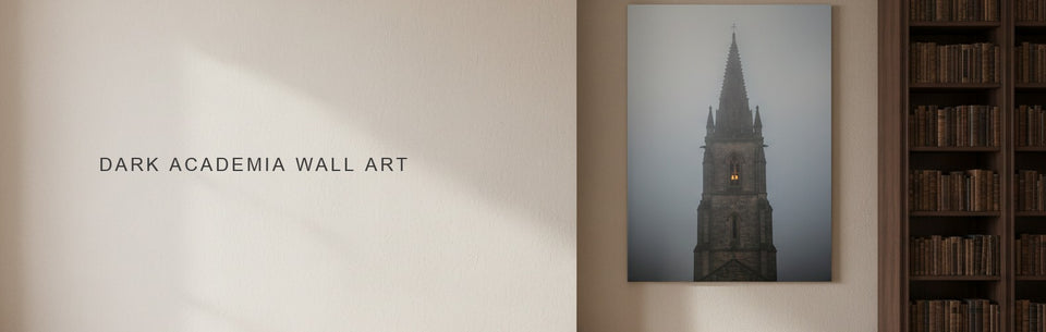 Dark Academia Wall Art: Stone, Fog and Moonlight