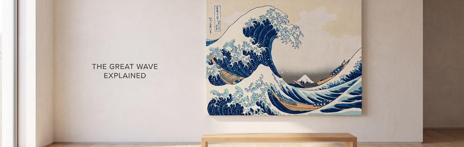 The Great Wave off Kanagawa explained: Hokusai's woodblock print hung as a canvas above a bench
