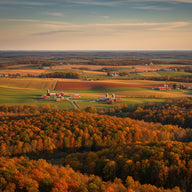Pennsylvania Wall Art canvas print, a rolling patchwork of farmland and red barns below forested ridges in autumn color
