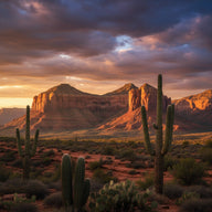 Arizona Wall Art canvas print, the layered red rock buttes and mesas of the desert under a dramatic sky at golden hour