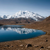 Lake Karakul Wall Art canvas print, Karakul Lake on the Pamir plateau, deep blue high altitude water on a bare brown plain