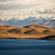 Otago Wall Art canvas print, Otago in New Zealand, golden tussock hills above a deep blue lake with the Southern Alps beyond