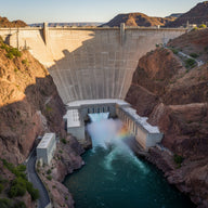 Dam Wall Art canvas print, a vast concrete arch dam curving between canyon walls