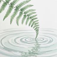 Bathroom Wall Decor canvas print, a single fern frond and rippling water surface