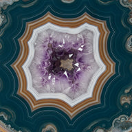 Geode Wall Art canvas print, a split agate geode, concentric mineral bands in teal
