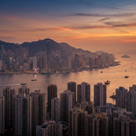 Hong Kong Wall Art canvas print, Hong Kong from Victoria Peak at dusk, the packed towers of the island