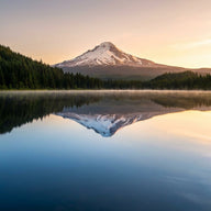 Lake Trillium Wall Art canvas print, Trillium Lake in Oregon, still water perfectly mirroring the snow cone of Mount Hood