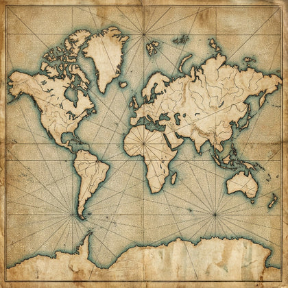 World Map Wall Art canvas print, an antique world map engraving, all continents