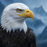 Eagle Wall Art canvas print, a bald eagle, white head and fierce gold eye in sharp focus