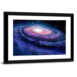Framed art print of the Milky Way galaxy with a white border inside the frame