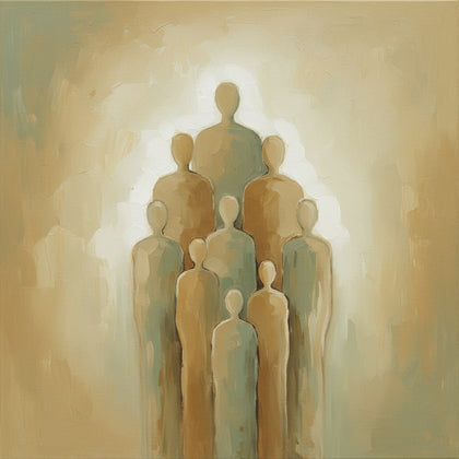 Family Wall Decor Wall Art canvas print, simple abstract figures of different heights standing close together as one group