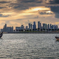 Doha Bay Skyline with Dhow Boats