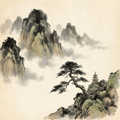 Asian Wall Art canvas print, an East Asian artwork in the ink wash tradition