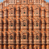 Jaipur Wall Art canvas print, the pink sandstone honeycomb facade of the Hawa Mahal with its hundreds of latticed windows