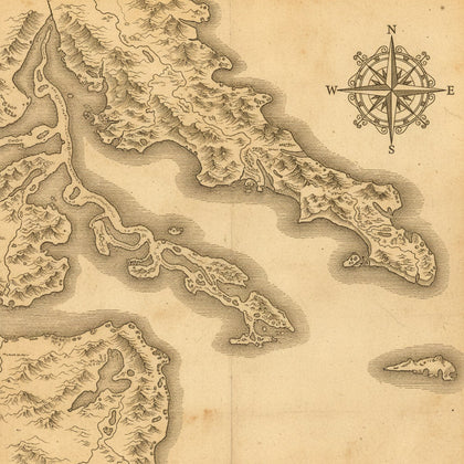 Custom Maps Wall Art canvas print, an antique cartographic engraving, fine contour hatching