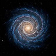 Galaxy Wall Art canvas print, a great spiral galaxy seen face on, luminous blue arms wrapped around a warm golden core