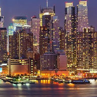 Black and gold wall art, gold city light on a dark night skyline