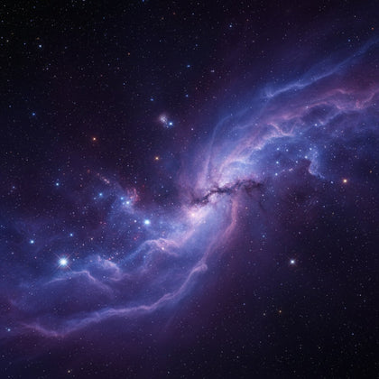 Space Wall Decor canvas print, a deep space fine art image, a glowing star field with drifting dust clouds in violet