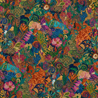 Maximalist wall art canvas print of a multicolored fractal bloom in saturated orange and purple