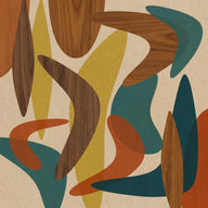 Mid Century Modern Wall Art canvas print, a mid century modern artwork, warm wood tones with mustard teal and burnt orange