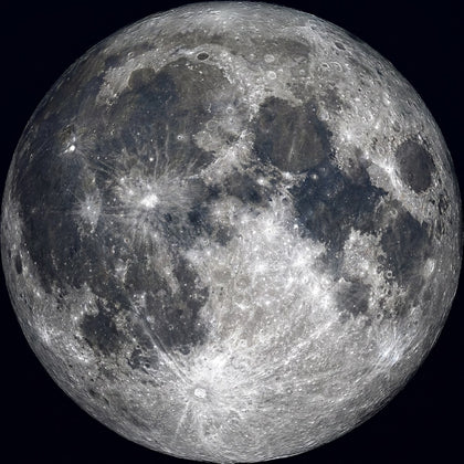 Moon Wall Art canvas print, a highly detailed full moon, every crater and mare crisp in silver gray