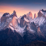 Mountain Wall Art canvas print, a great snow-capped mountain range at first light