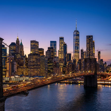 New York Wall Art canvas print, the New York City skyline at dusk from across the East River
