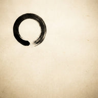 Zen Wall Art canvas print, a zen artwork, a single sumi ink brush circle on warm paper