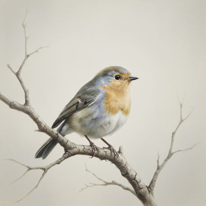 Bird Wall Art canvas print, a small songbird perched on a bare branch
