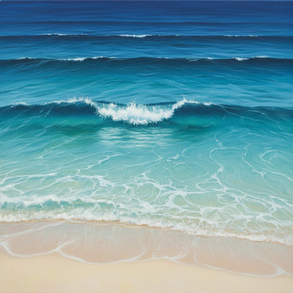 Sea Wall Art canvas print, a fine art seascape, turquoise water over pale sand shallows meeting deeper blue