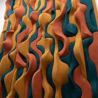 Staircase Wall Art canvas print, stacked abstract shapes climbing the frame in warm terracotta