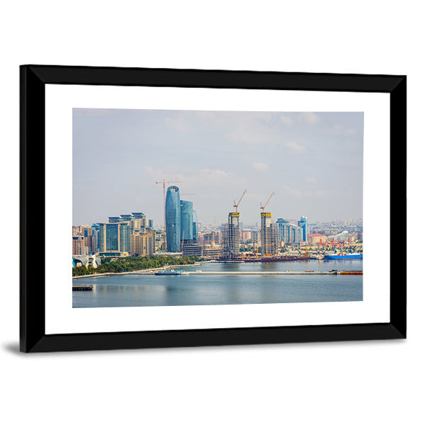 Baku Skyline With Caspian Sea Canvas Wall Art