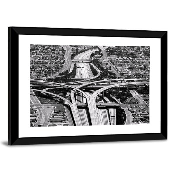 Highway Crossing At Los Angeles Airport Canvas Wall Art