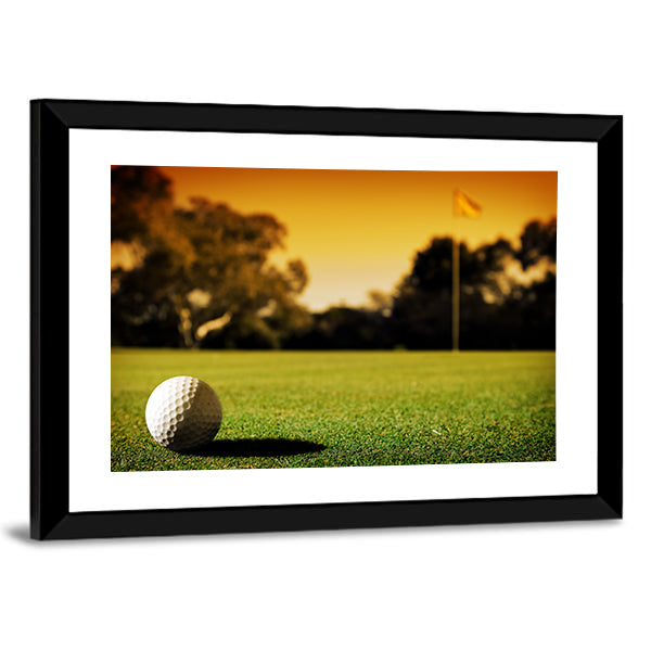Golf Ball At Evening Sunset Canvas Wall Art