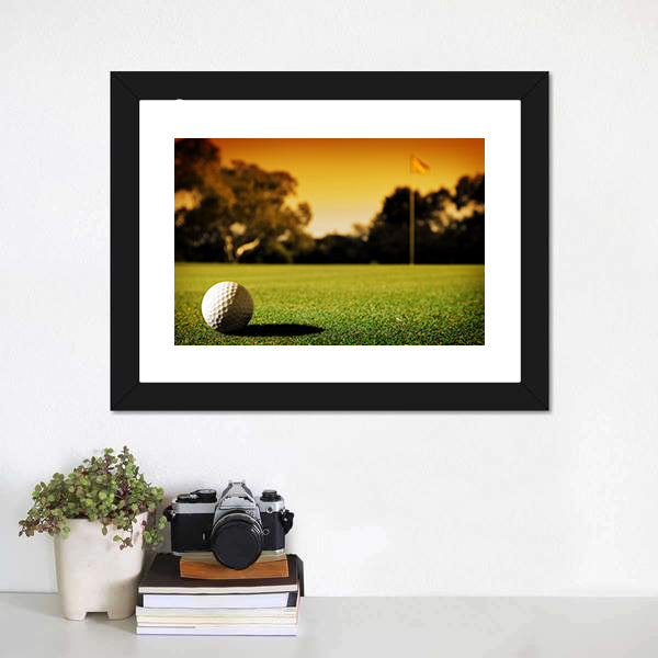 Golf Ball At Evening Sunset Canvas Wall Art