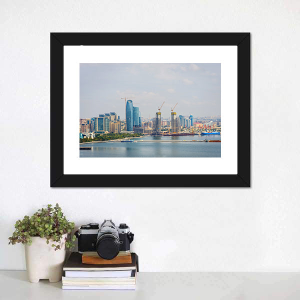 Baku Skyline With Caspian Sea Canvas Wall Art