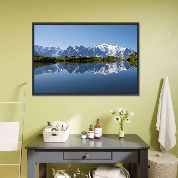 Mont Blanc Reflected In Cheserys Lake Canvas Wall Art