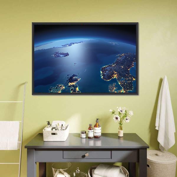 Earth at Night from Space Canvas Wall Art