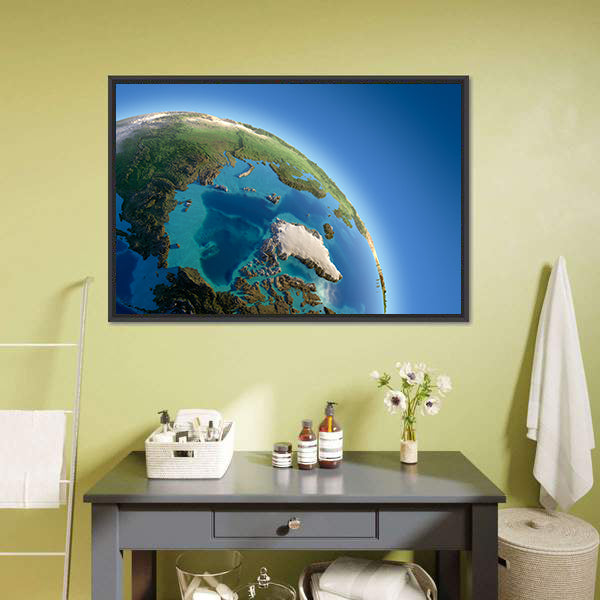 Orbital View of Earth Over Greenland Canvas Wall Art