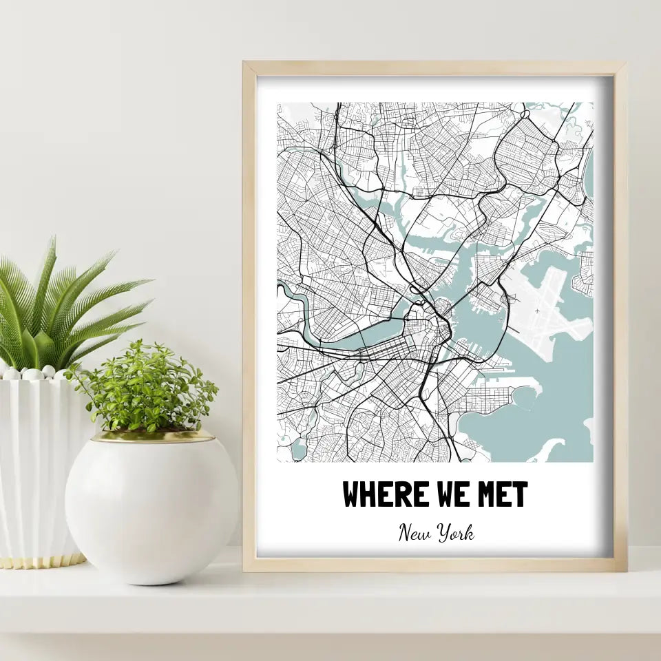 Where We Met Map Canvas Wall Art