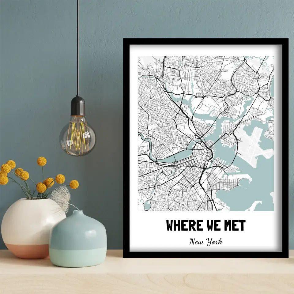 Where We Met Map Canvas Wall Art