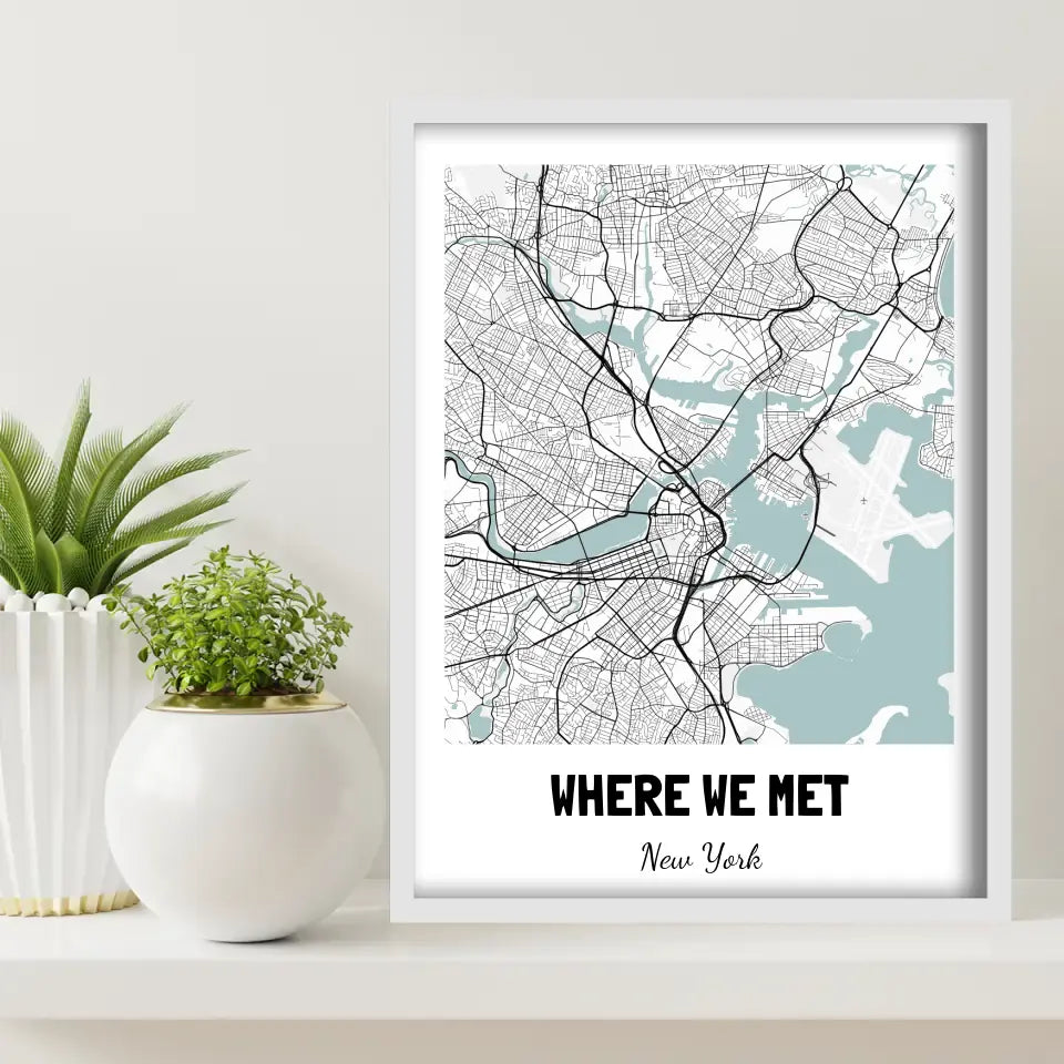Where We Met Map Canvas Wall Art