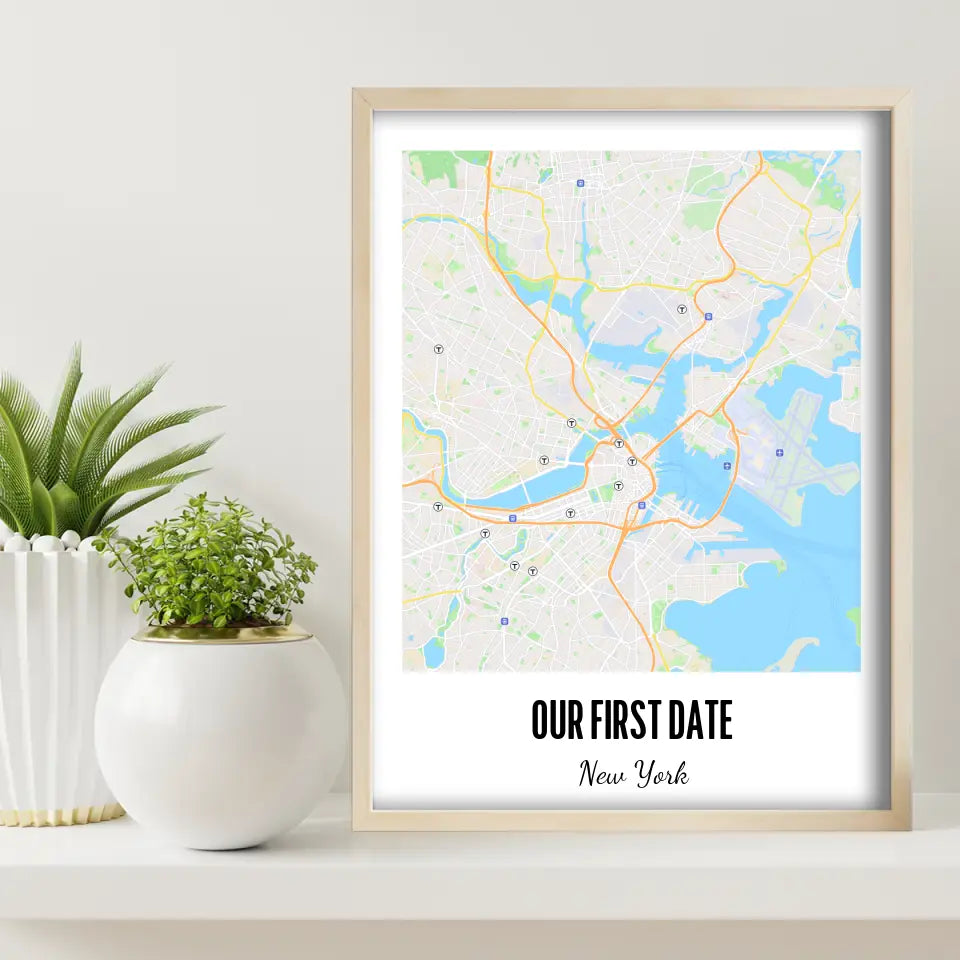 Our First Date Map Canvas Wall Art
