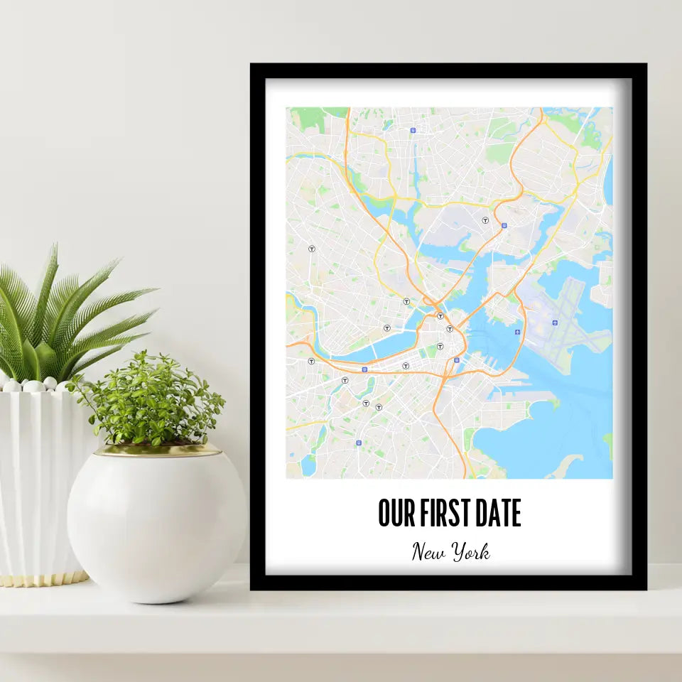 Our First Date Map Canvas Wall Art
