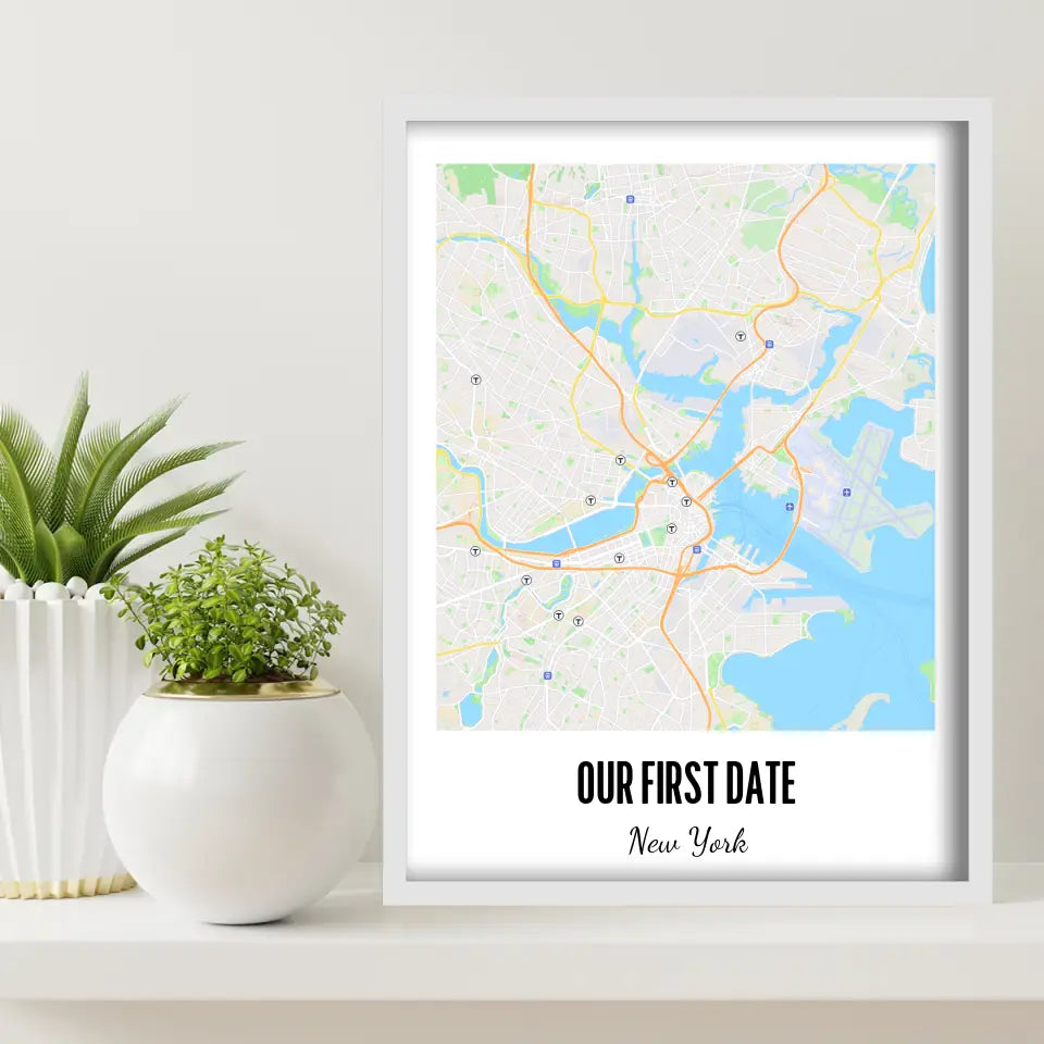 Our First Date Map Canvas Wall Art
